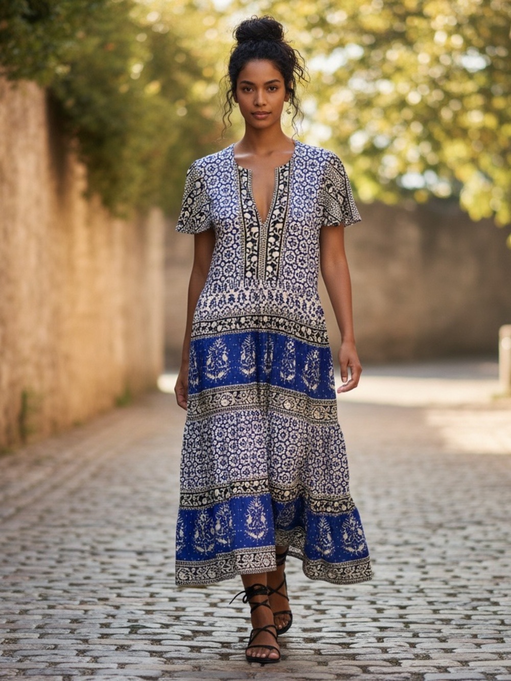 Oliphant tiered midi dress size S